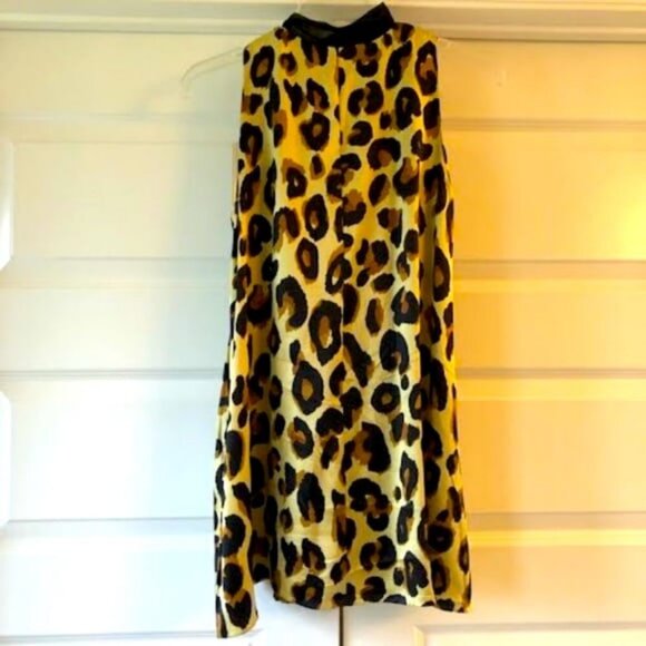 DONNA MORGAN Y2K Leopard Print Silk Tunic Mini Dress Sleeveless 4 MSRP $300 - Picture 5 of 6